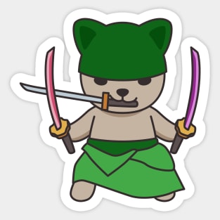 Three Sword Style Zoro Cat Sticker